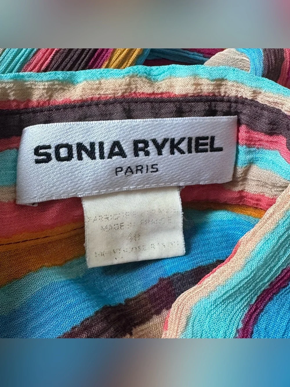 SONIA RYKIEL Paris Stripe Shirt Long Sleeves Dress Size 40